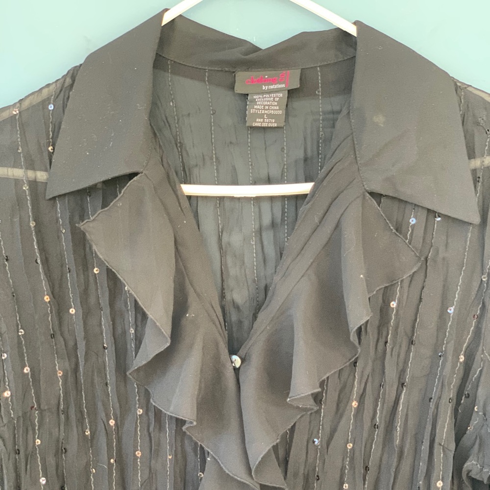 Notations - Blk ruffled, crinkled, sequins - $17 - Picture 1 of 3